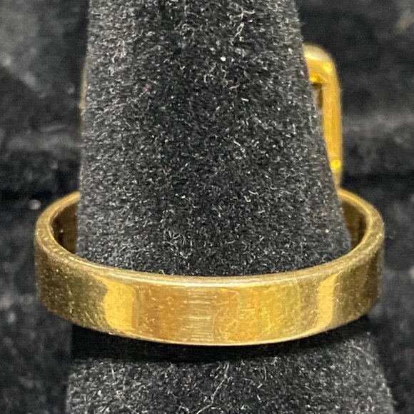 Ring Raw Possibly Obsidian Size 9 Rectangle Gold Over Sterling Silver 925 ISJ - Picture 4 of 14